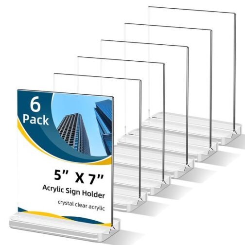 Acrylic Sign Holder 5 x 7 Thickened and Widened Clear Sign Holder Stand Acrylic Display Stand T Shape Table Acrylic Paper Stands for Home Wedding Office School Restaurant