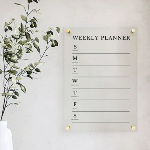 Magnetic Weekly Calendar for Fridge 8"x10" Dry Erase Board for Refrigerator Menu Board Magnetic Menu for Refrigerator Magnetic Meal Planner Acrylic Dry Erase Board