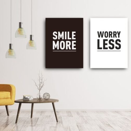 SMILE MORE WERRY LESS Motivational  Wall Decor Frame Painting