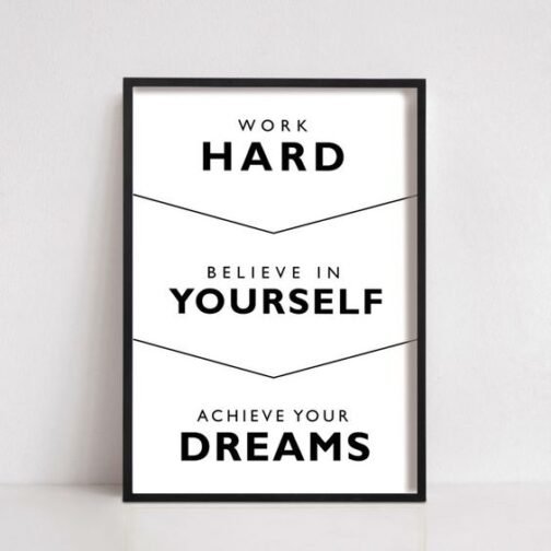 Hard Work Believe in yourself | Achieve your dreams- Motivational Wall Decor Frame Painting