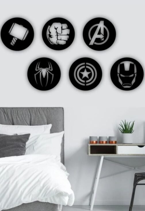 Avangers Wood Wall Art Set of 6 Art Decor | Acrylic wall art